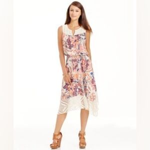 Style & Co Multicolor Floral Sleeveless Dress with Lace Accent & Ruffle Sz XXL
